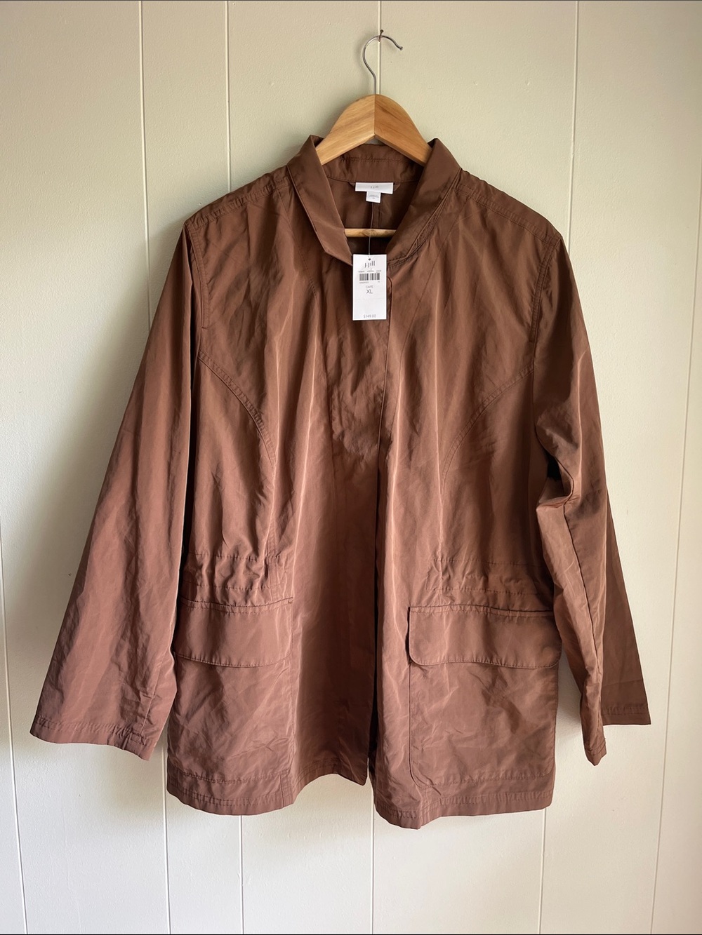 NWT J. Jill Brown Lightweight Utility Rain Jacket Wind Breaker Coastal Size XL - Picture 1 of 14